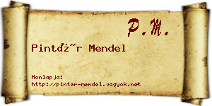 Pintér Mendel névjegykártya
